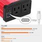 ALLWEI 300W Power Inverter 12V DC to 110V AC Car Inverter with 27W PD USB-C &18W USB-A Fast Charging, Car Charger Cigarette Lighter Adapter for Phone, Laptop and Small Devices on Road Trip-Red