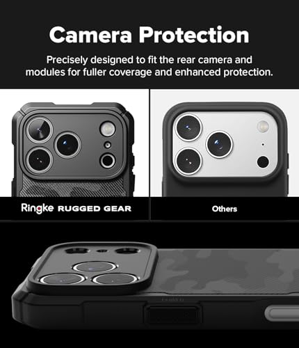 Ringke Rugged Gear for iPhone 17 Pro Max Case [Compatible with MagSafe] Prevents Oily Smudges Non-Slip Enhanced Grip Protective Cover Precise Cutouts for Camera - Magnetic Camo Black