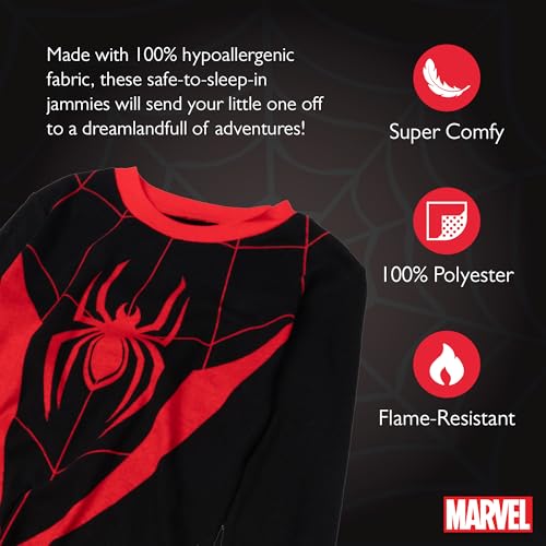 Marvel Boys' 2-piece Snug-fit Cotton Matching Holiday Pajama Set, Soft & Cute for Kids