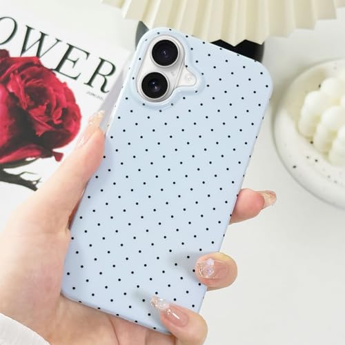 Hython for iPhone 17 Case Cute Polka Dot Aesthetic Design Simple Cover 6.3", Thin Slim Anti-Scratch Soft TPU Bumper Shockproof Rubber Protective Phone Cases for Women Girls Girly Boys, Blue