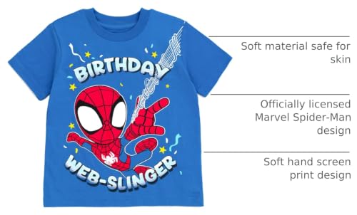 Marvel Spider-Man T-Shirt Toddler to Big Kid | Birthday Shirt, 100 Days of School, Big Brother and Big Sister, 100% Cotton, Crewneck Style, Short Sleeve, Breathable Fabric