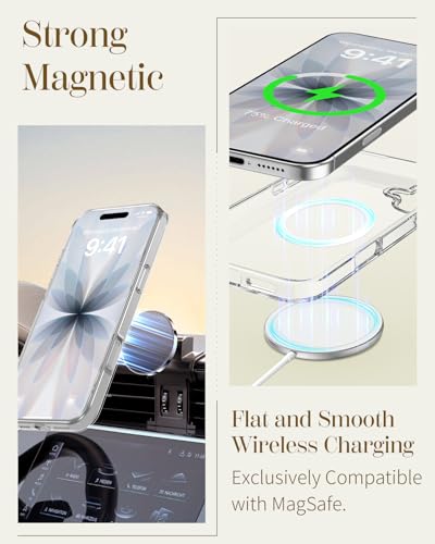 Loheckle for iPhone 17 Case with Stand- Compatible with MagSafe Women Girls Cute Clear Girly Aesthetic Unique Design Soft TPU Magnetic Ring Phone Cover for Apple 17, Purple Flower