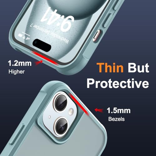 SKYLMW Compatible with iPhone 15 Case with Invisible Magnetic O-Ring Stand Military-Grade Translucent Case for iPhone 15 6.1" [Compatible with Mag-Safe][Great Grip Feeling], Blue