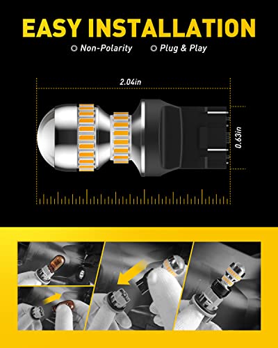 AUXITO LED Turn Signal Bulb 3157 LED Bulbs Amber Yellow Brighter 3156 3457A 4057 4157 LED Bulb for Front Rear Turn Signal Light Blinker DRL Marker Parking Lights, Pack of 2