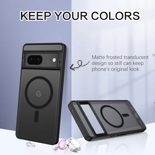 BENTOBEN for Google Pixel 7 Case [Compatible with Magsafe] Translucent Matte Magnetic Pixel 7 Case Magsafe Slim Thin Shockproof Women Men Protective Phone Cases Cover for Google Pixel 7 6.4", Black