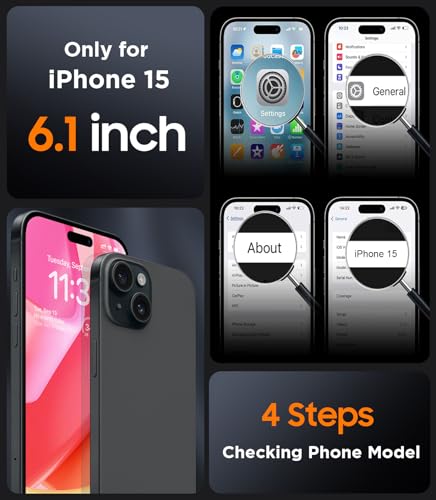 SPIDERCASE Designed for iPhone 15 Case, Magnetic with [2 Tempered Glass Screen Protector] [Full Camera Protection] Anti-Fingerprint Anti-Scratch for iPhone 15 6.1”, Black