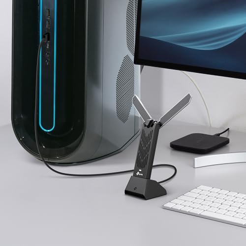 TP-Link BE6200 Tri-Band Wi-Fi 7 Wireless USB 3.0 Adapter Archer TBE401UH | WiFi Adapter for Desktop PC | Supports Windows 11,10 | 2 x High Gain Antennas | 6GHz, 4K-QAM, 160MHz, WPA3 | Secure by Design