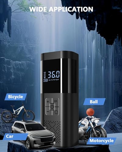 Tire Inflator Portable Air Compressor 150PSI Cordless Air Pump For Car Tires With Digital Pressure Gauge Auto Shut-Off Type C Charging And LED Light For Cars Motorcycles Bicycles Balls And More