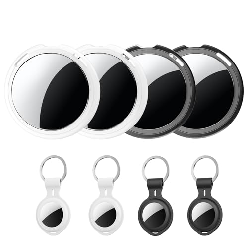 4 Pack Tracker Tags [Apple MFi Certified] Work with Apple Find My(iOS Only) Bluetooth Smart Tags Key Item Finder Waterproof Worldwide Replaceable Battery Tracking for Wallet Pets Backpack Dogs Luggage