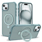 SKYLMW Compatible with iPhone 15 Case with Invisible Magnetic O-Ring Stand Military-Grade Translucent Case for iPhone 15 6.1" [Compatible with Mag-Safe][Great Grip Feeling], Blue