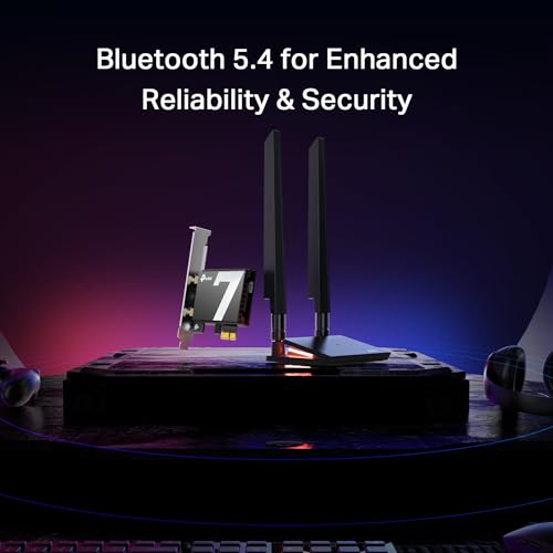 TP-Link WiFi 7 BE9300 PCIe WiFi Card for Desktop PC(Archer TBE550E), Tri-Band Wireless Adapter, Bluetooth 5.4, Multicolor Status LED, Supports AMD/Intel Motherboard, Not Compatible with Windows 10