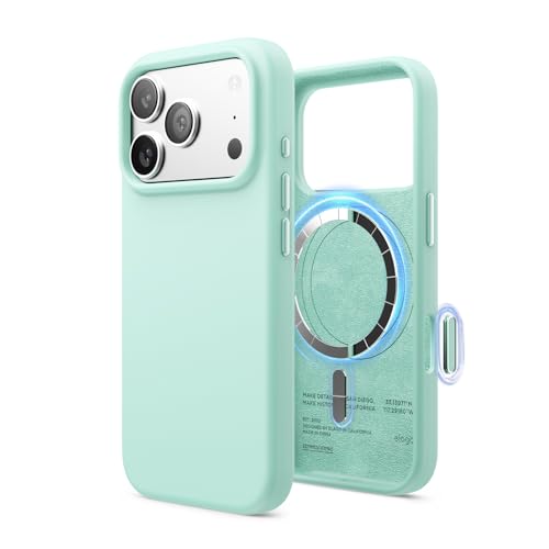 elago for iPhone 17 Pro Case, Premium Magnetic Silicone Case, Compatible with MagSafe, Liquid Silicone Material, Protective Cover, Shockproof, Slim Phone, 6.3 inch (Aqua Sky)