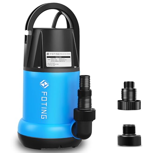 FOTING Sump Pump 1HP Clean/Dirty Submersible Water Pump,4600GPH Utility Pump Thermoplastic Electric Portable Transfer Water Pump for Swimming Pool Pond Basement with 10ft Power Cord,Manual