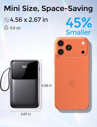 Power Bank, 22.5 W 15000 mAh Mini Power Bank, Fast Charging USB-C Portable Charger, PD 3.0 QC 3.0 External Mobile Phone Batteries, 6 Outputs & 3 Inputs, Compatible with iPhone, Tablet and More