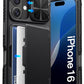 ATATOO for iPhone 16 Case with Card Holder (Store 3-5 Cards) [RFID Blocking] & Slide Camera Cover, Military Grade Protection, Rugged Silicone Wallet Case for iPhone 16 6.1" 2024, Black