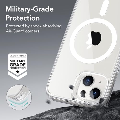 ESR for iPhone 14/13 Case for MagSafe, Anti-Yellowing, Clear | Ultra Slim, 3X Military-Grade Drop Protection, Magnetic Phone Case, Impact Absorbing, Resists Scratches