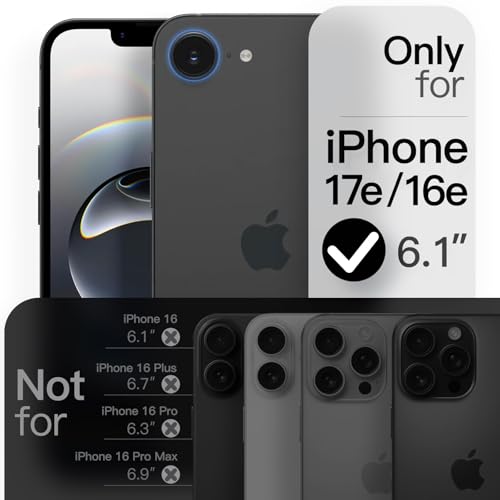 JETech Slim Case for iPhone 17e (2026) / iPhone 16e with Camera Lens Full Protection, Ultra-Thin Lightweight Matte Finish Minimalist Protective Phone Cover, 6.1-Inch Display (Black)