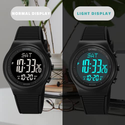 CakCity Digital Watch for Women Waterproof Stopwatch Sports Watches for Mens and Womens Unisex Outdoor Rubber Strap Multifunction Wristwatch with Luminous Display