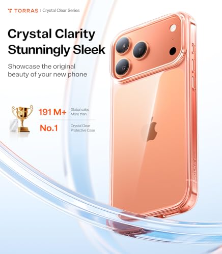 TORRAS Crystal Clear for iPhone 17 Pro Case, Ultra-Thin, Upgraded Non-Yellowing, Military-Grade Protection, Slim Fit Silicone TPU Cover for iPhone 17 Pro Phone Case, Soft, Clear, 2025