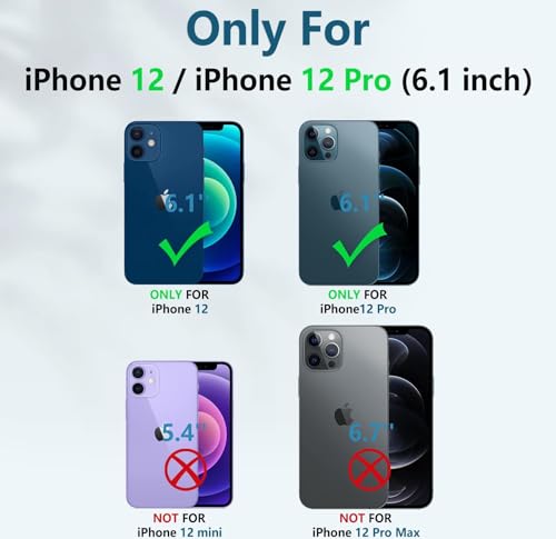 FNTCASE for iPhone 12 Phone Case: for iPhone 12 Pro Phone Case Military Grade Drop Proof Rugged Protective Cover with Kickstand | Matte Textured Shockproof TPU Hybrid Bumper Cases 6.1 inch - Black