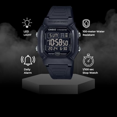 Casio W800HG Series | Men’s Digital Watch | 100 Meter Water Resistance | Multi Function Alarm | 100 SEC Stopwatch | Auto Calendar | Countdown Timer | LED Light | Dual Time| 10 Year Battery