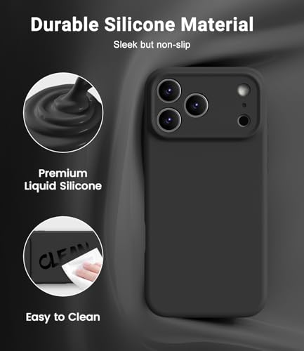 OTOFLY Magnetic for iPhone 17 Pro Case,Compatible with Magsafe,Classic Liquid Silicone Mobile Phone Case,Integrated Camera Control Button,Anti-Scratch Microfiber Lining, Black