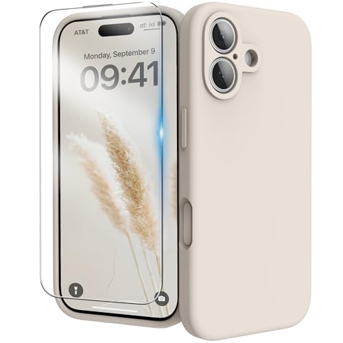 for iPhone 17 Case, Liquid Silicone Cover with Camera Protection Anti-Scratch Soft Microfiber Lining Shockproof Protective Phone Case for iPhone 17 6.3", Stone