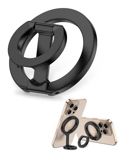 MagSafe Phone Grip Holder Dual-Sided Magnetic Finger Ring Adjustable Kickstand Loop for iPhone 17/16 Pro Max/15 Plus/14 Pro/13 Mini/12, Samsung, Magnet Phone Stand Grip Compatible with Mag Car Mounts