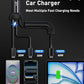 iPhone 17 16 15 Pro Max Car Charger Fast Charging, 90W 3-Port Car Charger USB C Fast Charge Cigarette Lighter Adapter with 4FT Coiled USB C Cable for iPhone 17/17 Pro Max/17e/Air/16/15 Pro/Plus, iPad