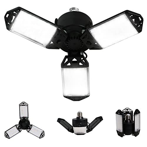 LED Garage Light, 80W 8000 Lumen Ceiling Lights with 3 Adjustable Panels, 6500K Daylight Light Bulb Fixture LED Lights for Garage, Workshop