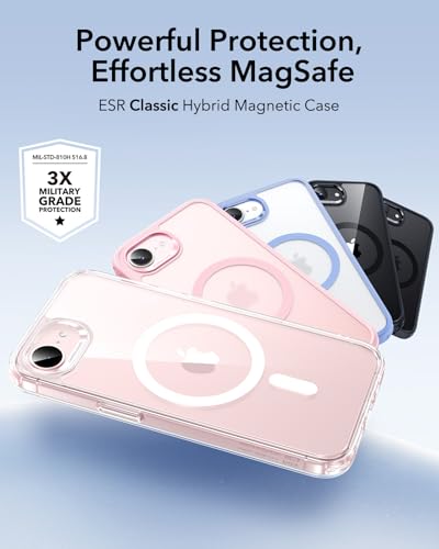 ESR for iPhone 17e/iPhone 16e Case, Compatible with MagSafe, Shockproof Military-Grade Protection, Scratch-Resistant Back, Magnetic Phone Case for iPhone 17e/iPhone 16e, Classic Hybrid Case, Clear