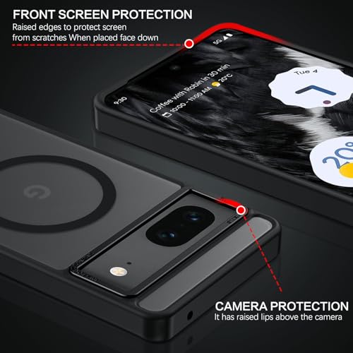 BENTOBEN for Google Pixel 7 Case [Compatible with Magsafe] Translucent Matte Magnetic Pixel 7 Case Magsafe Slim Thin Shockproof Women Men Protective Phone Cases Cover for Google Pixel 7 6.4", Black