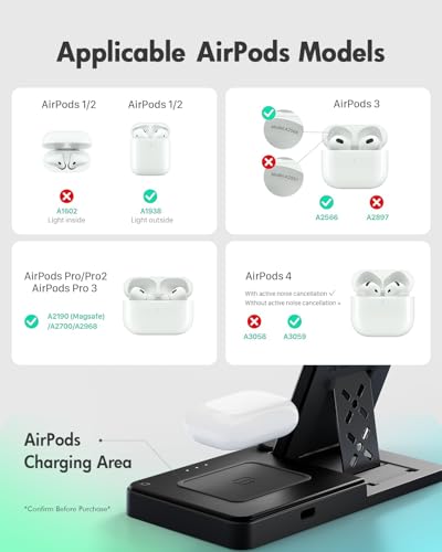 Wireless Charging Station Multiple Devices: 3-in-1 Phone Fast Multi Charger Stand for Apple Products iPhone 14 13 12 11 Pro Max XS XR X 8 Plus Watch 8 7 6 5 4 3 2 SE and AirPods 3 2 Pro