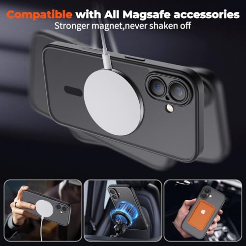 SUPFINE Magnetic for iPhone 17 Case with Camera Control Button,[Full Camera Protection][1+Tempered Glass Screen Protector] Slim Translucent Matte Shockproof Phone Cover,Black