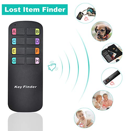 Key Finder Locator Tags, Lost Remote Finder Make Noise, TV Remote Control Finder with Sound 8 Receivers 85DB Beeper LED Light Wireless Item Tracker Locators Find Keys Device for Wallet Pets Gift