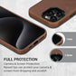 Belemay Compatible with iPhone 15 Pro Leather Case Magsafe - Top Grain Vintage Crazy Horse Leather - Metal Buttons & Camera Bezel Bump - Slim Fit & Soft - Premium Phone Cover (6.1-inch) Retro Brown