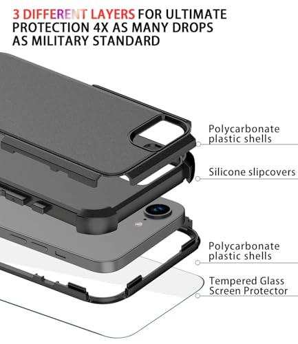 Diverbox for iPhone 16e Case & iPhone 17e Case [Compatible with MagSafe] [Shockproof] [Dropproof] [with Screen Protector ] Heavy Duty Protection Phone Cover (Black)