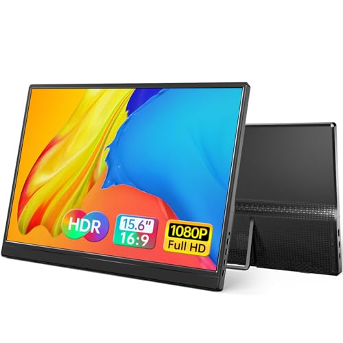 Yxk Portable Monitor 15.6 Inch 1080P USB-C HDMI Ultra-Slim Travel Monitor with Kickstand, for Laptop, PC, Mac Phone, PS, Xbox, Swich IPS Ultra-Thin Zero Frame Gaming
