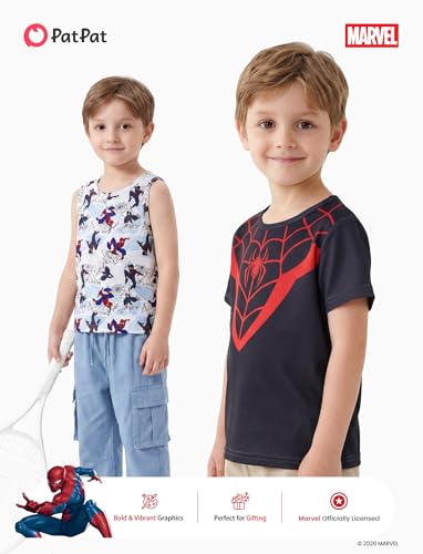 Disney Marvel Spiderman Stitch Star Wars Mickey Boy T-Shirt & Tank Set 2-9Y | Summer Athletic Shirt,Graphic Tank Top Shirt & Tee 2Pcs Cars Mcqueen Short & Sleeveless,Captain America Iron Man Kid Clothes