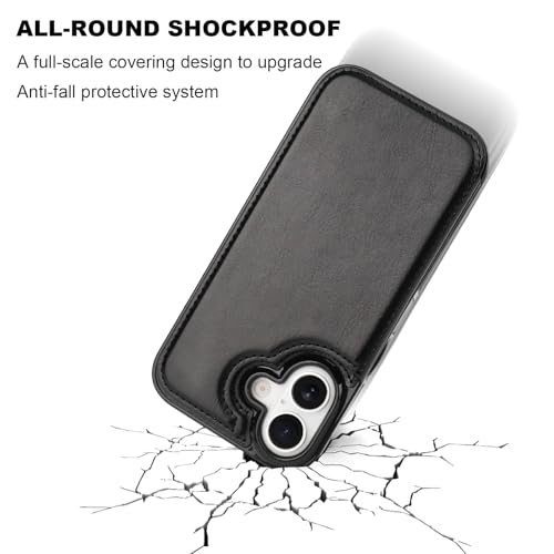 ONETOP Compatible with iPhone 17 Wallet Case with Card Holder, PU Leather Kickstand Card Slots Case, Double Magnetic Clasp and Durable Shockproof Cover 6.3 Inch (Black)