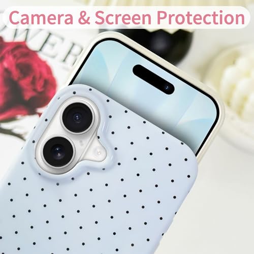 Hython for iPhone 17 Case Cute Polka Dot Aesthetic Design Simple Cover 6.3", Thin Slim Anti-Scratch Soft TPU Bumper Shockproof Rubber Protective Phone Cases for Women Girls Girly Boys, Blue