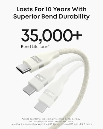 Anker Car Carplay Cable for iPhone 17 16 Pro Max Plus, Upcycled Braided USB A to USB C Car Charger Cord for Samsung Note20 and More(6FT,White)