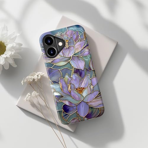 DorisMax for iPhone 17 Case - Wireless Charging Compatible - Dual-Layer Hard Shell + Silicone Cover - Shockproof Protective Phone Case with Stylish Designs for Women - Abstract Lotus