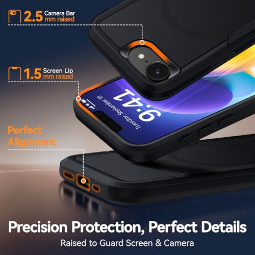 Protective Case for iPhone 17e [with Screen Protector], Heavy Duty Shockproof & 2-Layer Military-Grade Protection Phone Cover [Fit for MagSafe Accessories], for iPhone 17 e 6.1", Black