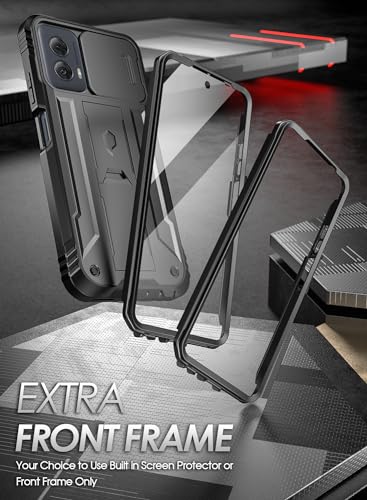 Poetic Revolution Case for Motorola Moto G Power 5G 2024 [Not Fit 2023 Version], [Slide Camera Cover], Full-Body Military Grade Shockproof Cover with Kickstand and Built-in-Screen Protector, Black
