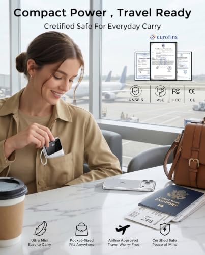 Power Bank, 22.5 W 15000 mAh Mini Power Bank, Fast Charging USB-C Portable Charger, PD 3.0 QC 3.0 External Mobile Phone Batteries, 6 Outputs & 3 Inputs, Compatible with iPhone, Tablet and More