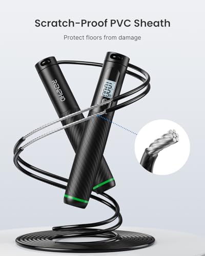 RENPHO Cordless Jump Rope, Weighted Jump Rope with Counter, Jump Ropes for Fitness, Smart Skipping Rope for Crossfit, Gym, Burn Calorie, APP Data Analysis, at-Home-Workout for Women Men Adult Kids