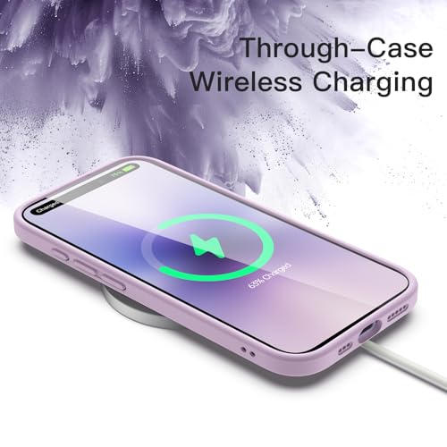 JETech Case for iPhone 17 6.3-Inch, Shockproof Phone Bumper Cover, Solid Color Matte TPU Frame, Anti-Scratch Clear Back (Lavender)