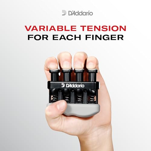D’Addario Varigrip Hand Exerciser–Improve Dexterity and Strength in Fingers, Hands, Forearms- Adjust Tension Per Finger– Simulated Strings Help Develop Calluses- Comfortable Conditioning