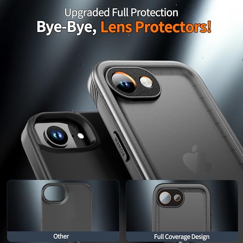Cozycase TOP Military Protective IP68 Waterproof Case for iPhone 16e/iPhone 17e Heavy Duty 360 Shockproof Full Body with Screen Camera Protector Double Dustproof Hard Tough Front Back Cover Black